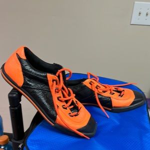 Black and orange leather sneakers!